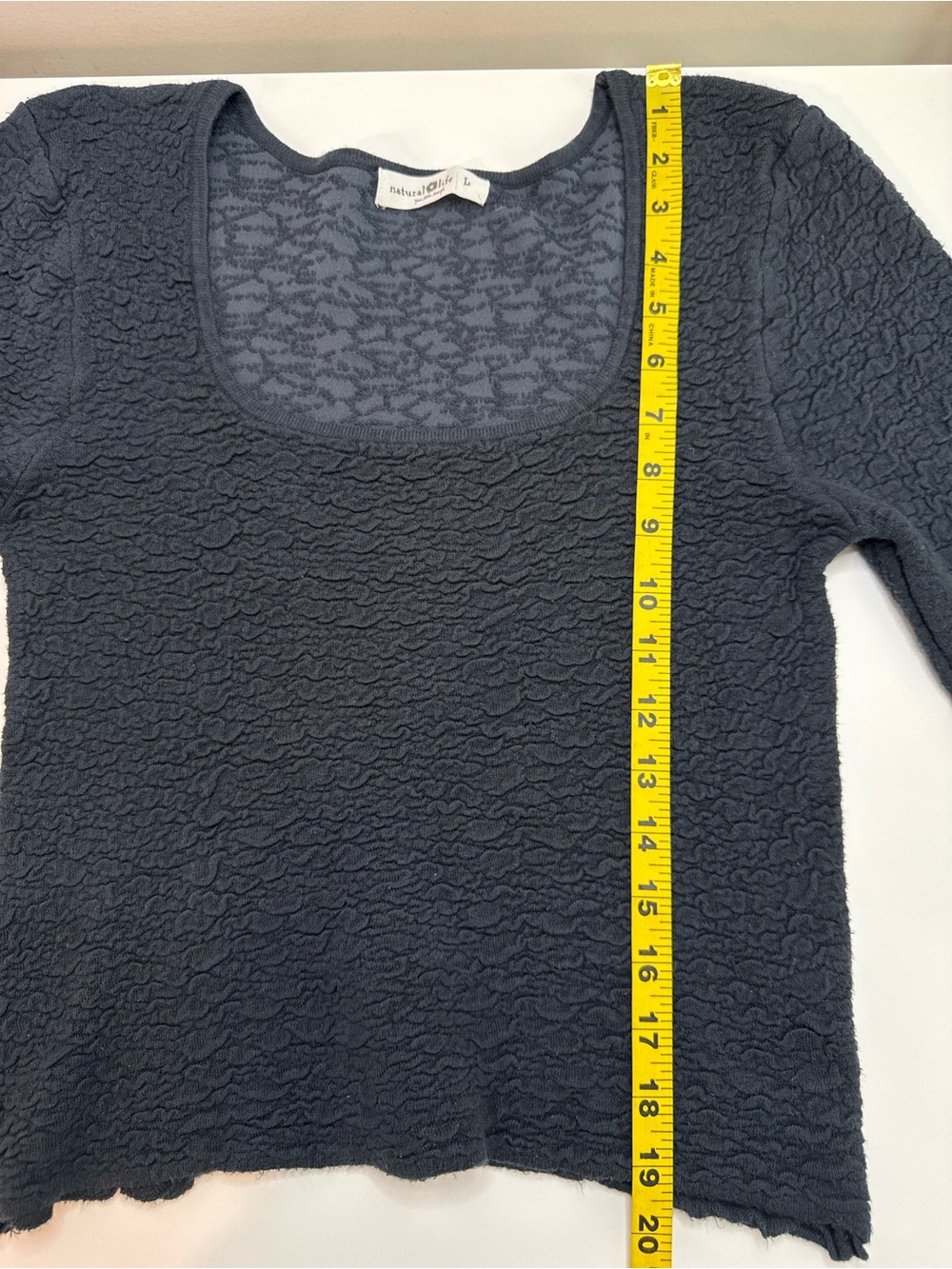 Natural Life | Textured Long Sleeve Top | Black |  Size Large - Picture 6 of 7
